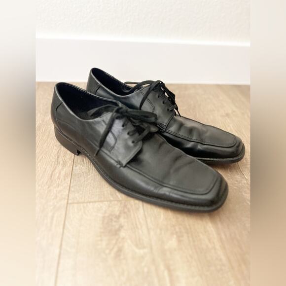 Kenneth Cole REACTION Men’s Black Leather Oxford Square Toe Dress Shoes Size 10 - Picture 1 of 9
